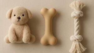 Juguetes básicos para cachorro en casa: peluche, mordedor de goma y cuerda