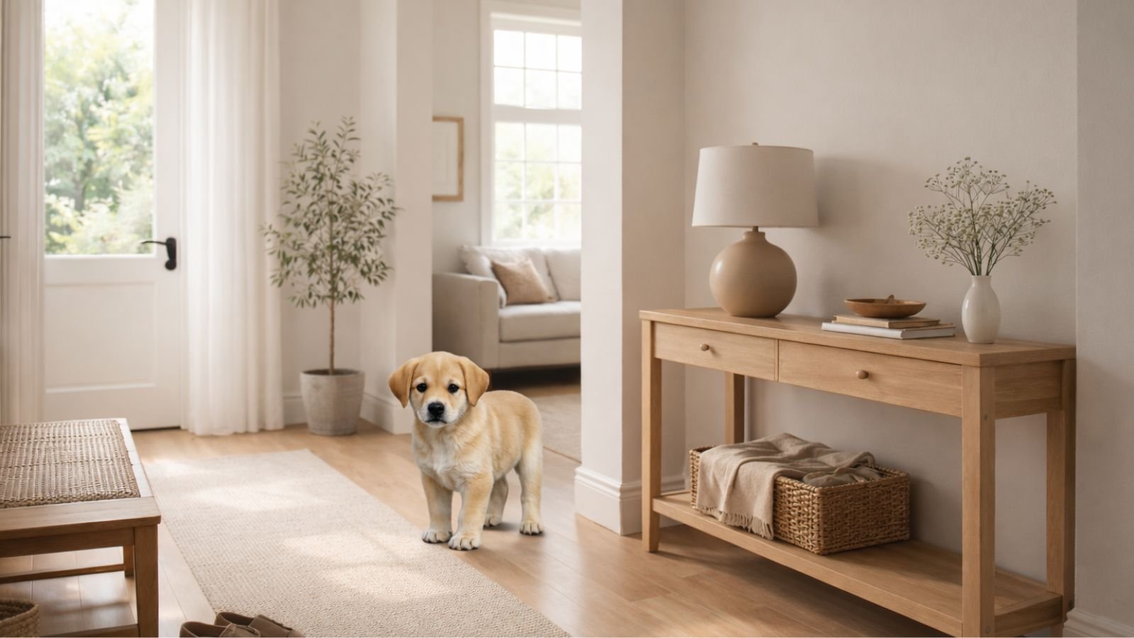 Cachorro durante sus primeros días en casa