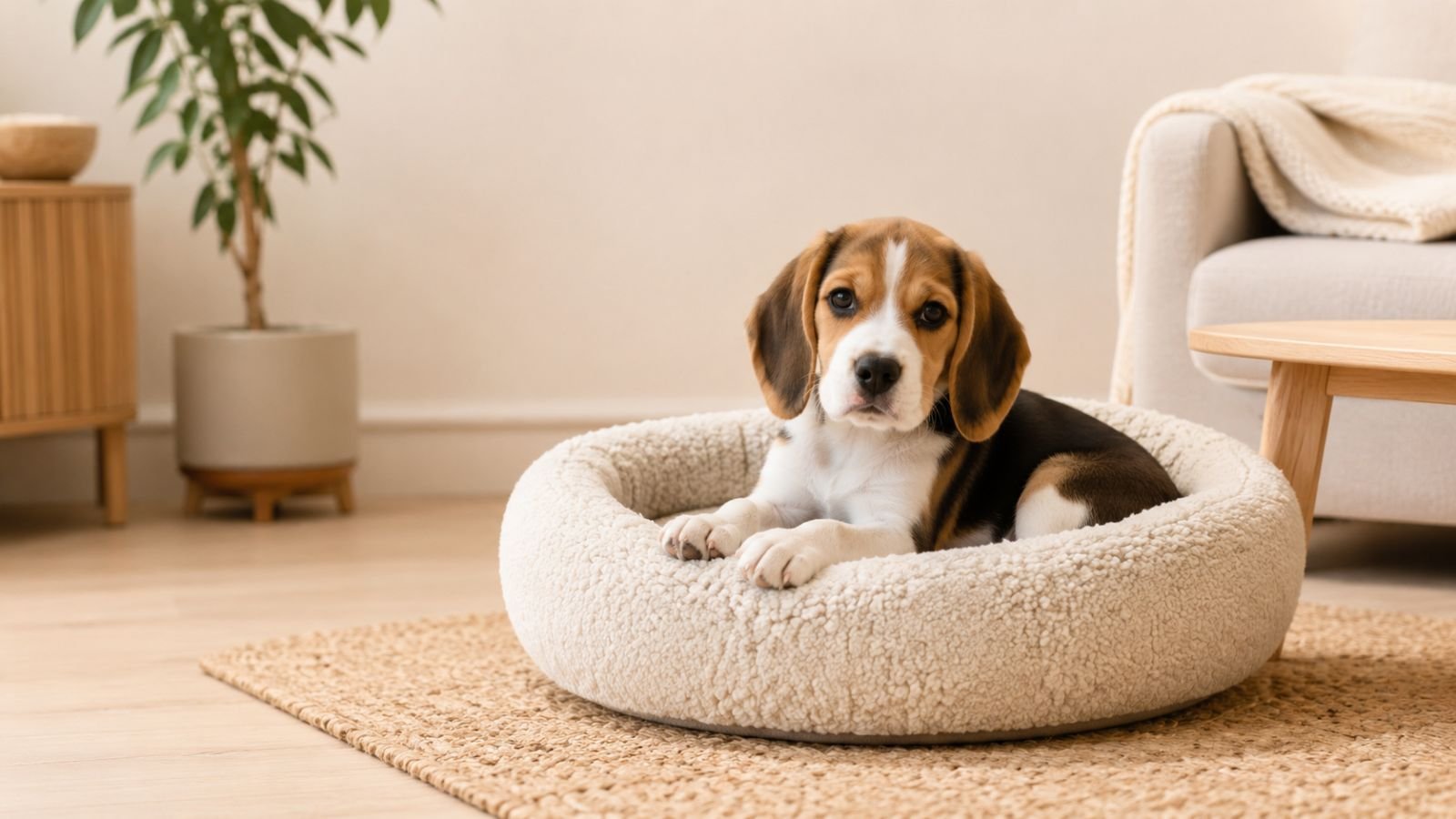 Cachorro en un ambiente tranquilo de casa
